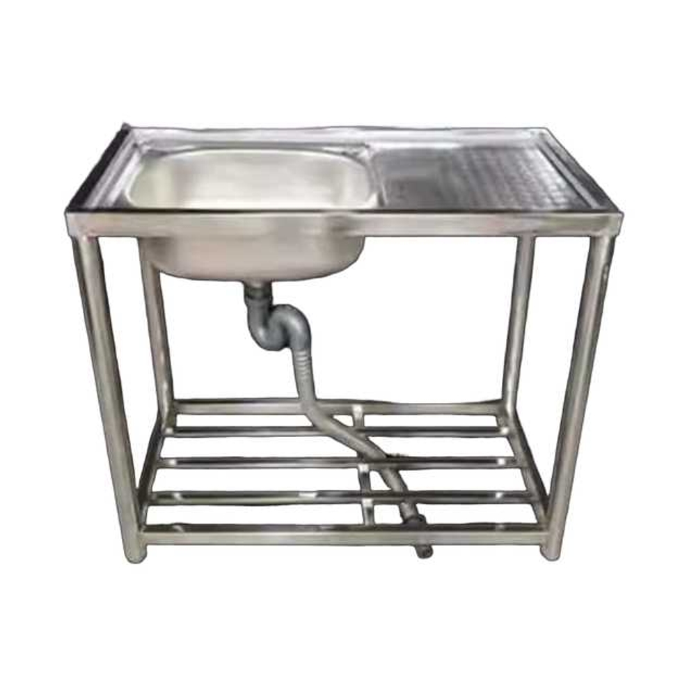 간이 개수대 탕비실 싱크대 소형 사무실 농막 스텐 80x45x80 좌측 2단 - 상품 이미지