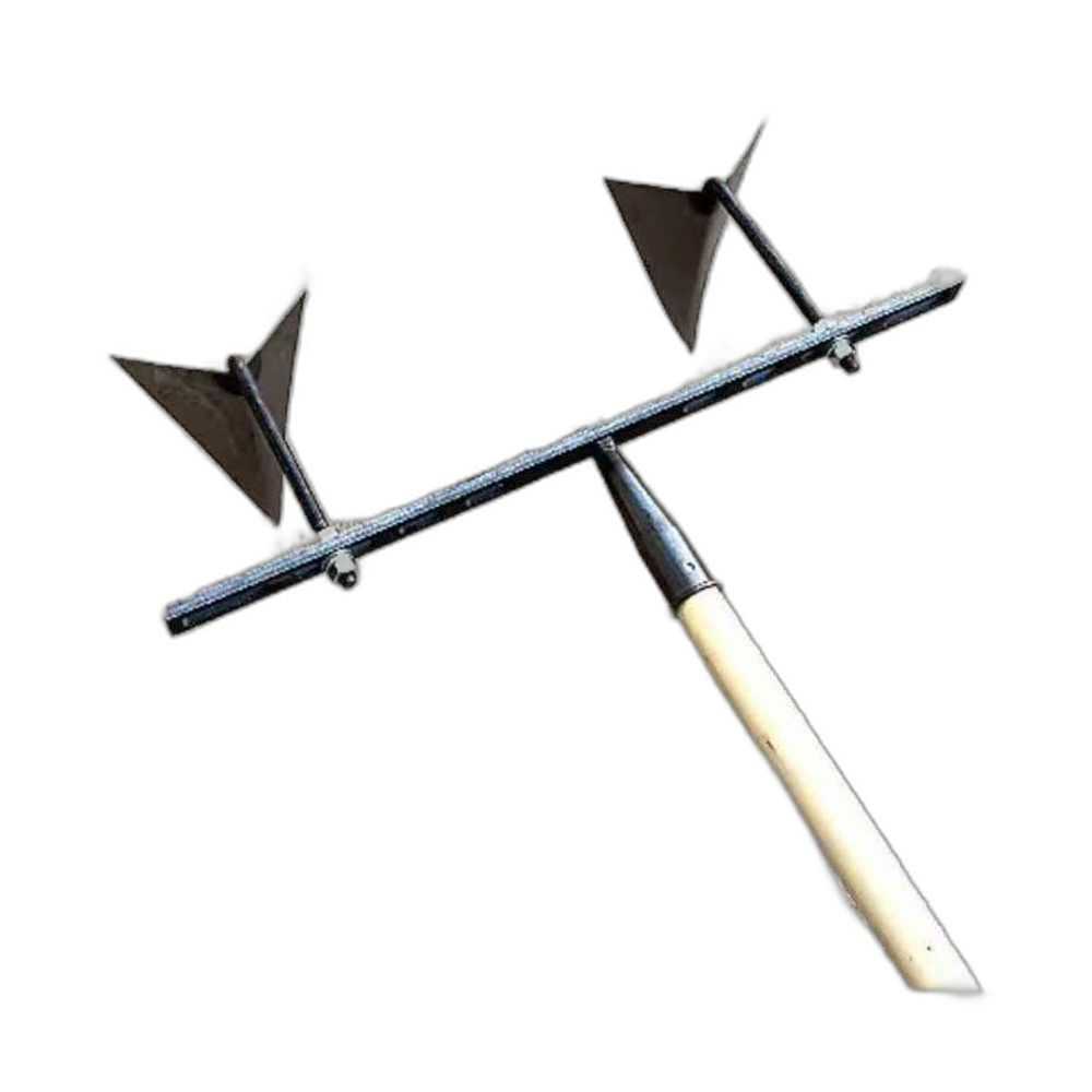수동쟁기 밭갈이 경작 손쟁기 밭고랑 농기구 도랑파기 30cm 가로대 + 괭이날 2개 - 상품 이미지