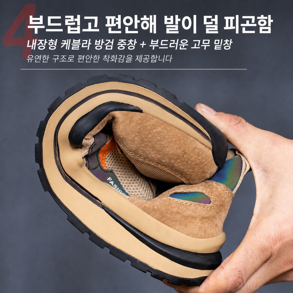 남성 운동화형 안전화 경량 메쉬 작업화 스틸토캡 방검중창 - 상세 이미지 4