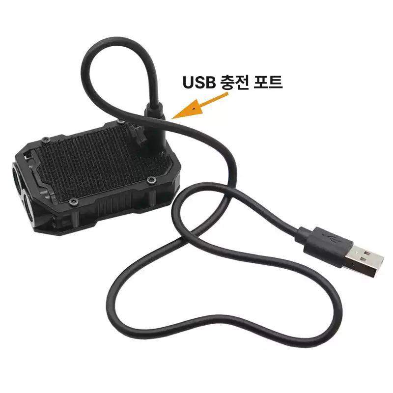 미니 휴대용 LED 전술 생존 비상용 헬멧 라이트 카본패턴 베이스 + 손전등 신호등 - 상세 이미지 5