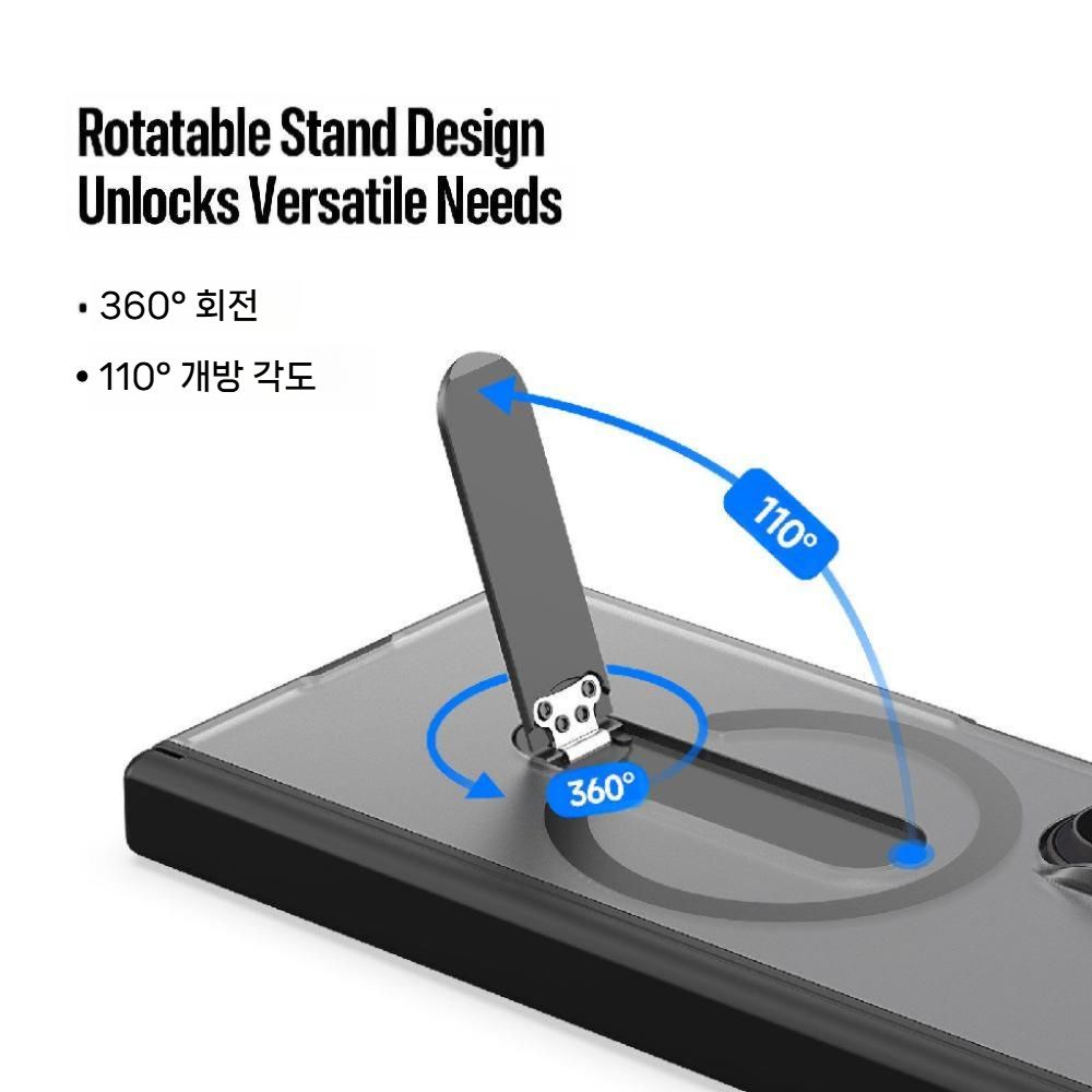 갤럭시Z 폴드8 울트라 케이스 액정 필름 일체형 회전 거치대 무광 투명 힌지 보호 커버 - 상세 이미지 3