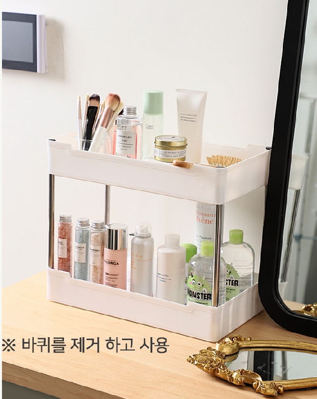 주방 웨건 트롤리 틈새 수납 트레이 이동식 선반 미용 피부샵 카트 바퀴 3단 선반장 정리 - 상세 이미지 3