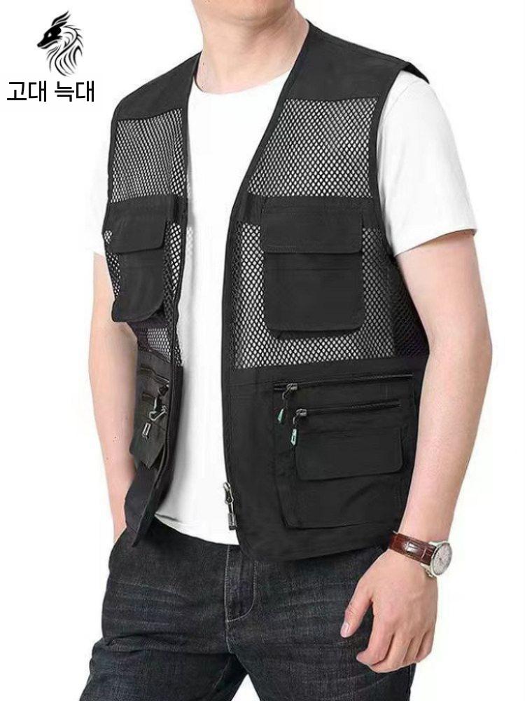작업조끼 여름 낚시조끼 등산조끼 다용도 멀티포켓 블루 L - 상세 이미지 5