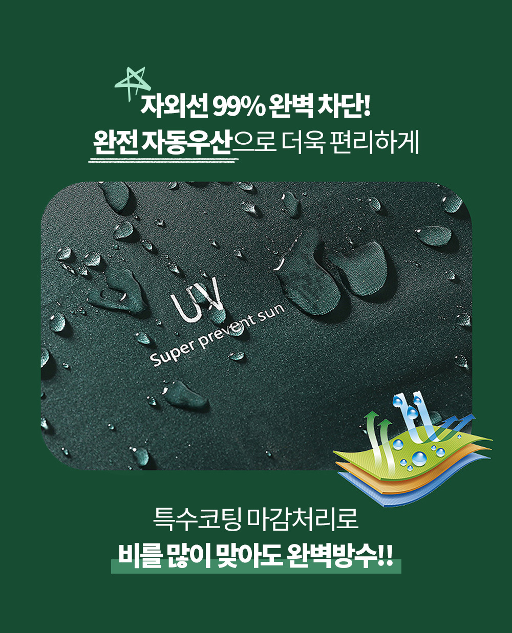 암막 양우산 양산 3단 자동 UV 자외선차단 우양산 초경량 가벼운 튼튼한 미니 우산 원터치 - 상세 이미지 4