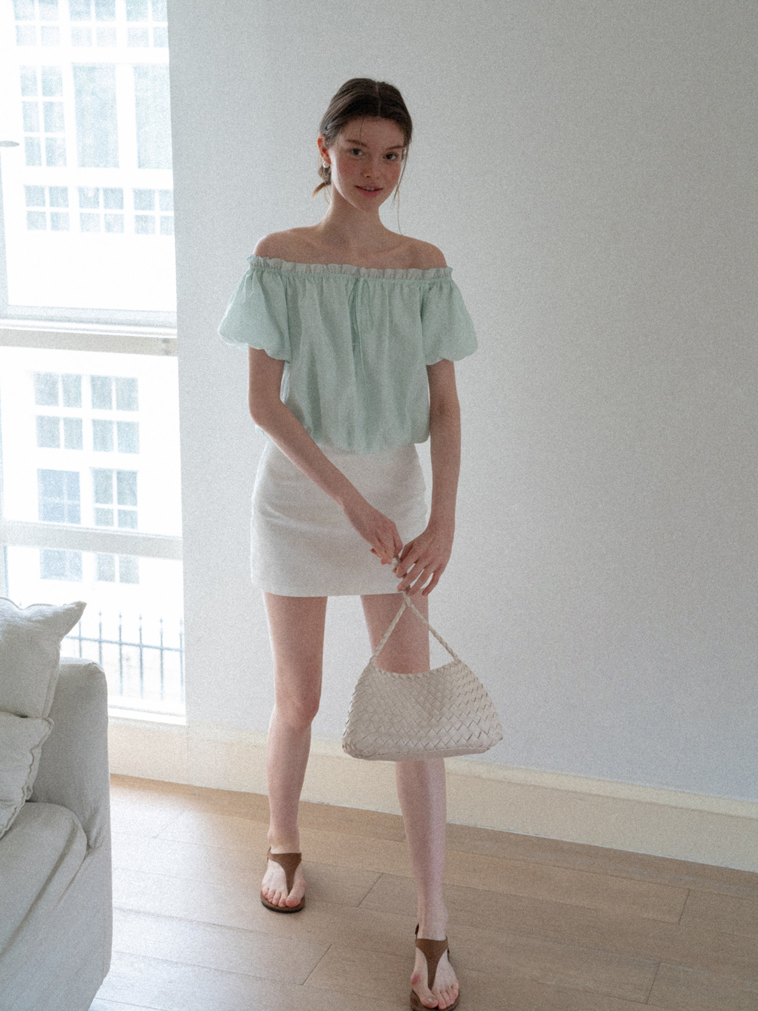 EGGKA 여성 오프숄더 블라우스 반팔 여름블라우스 - 상세 이미지 2
