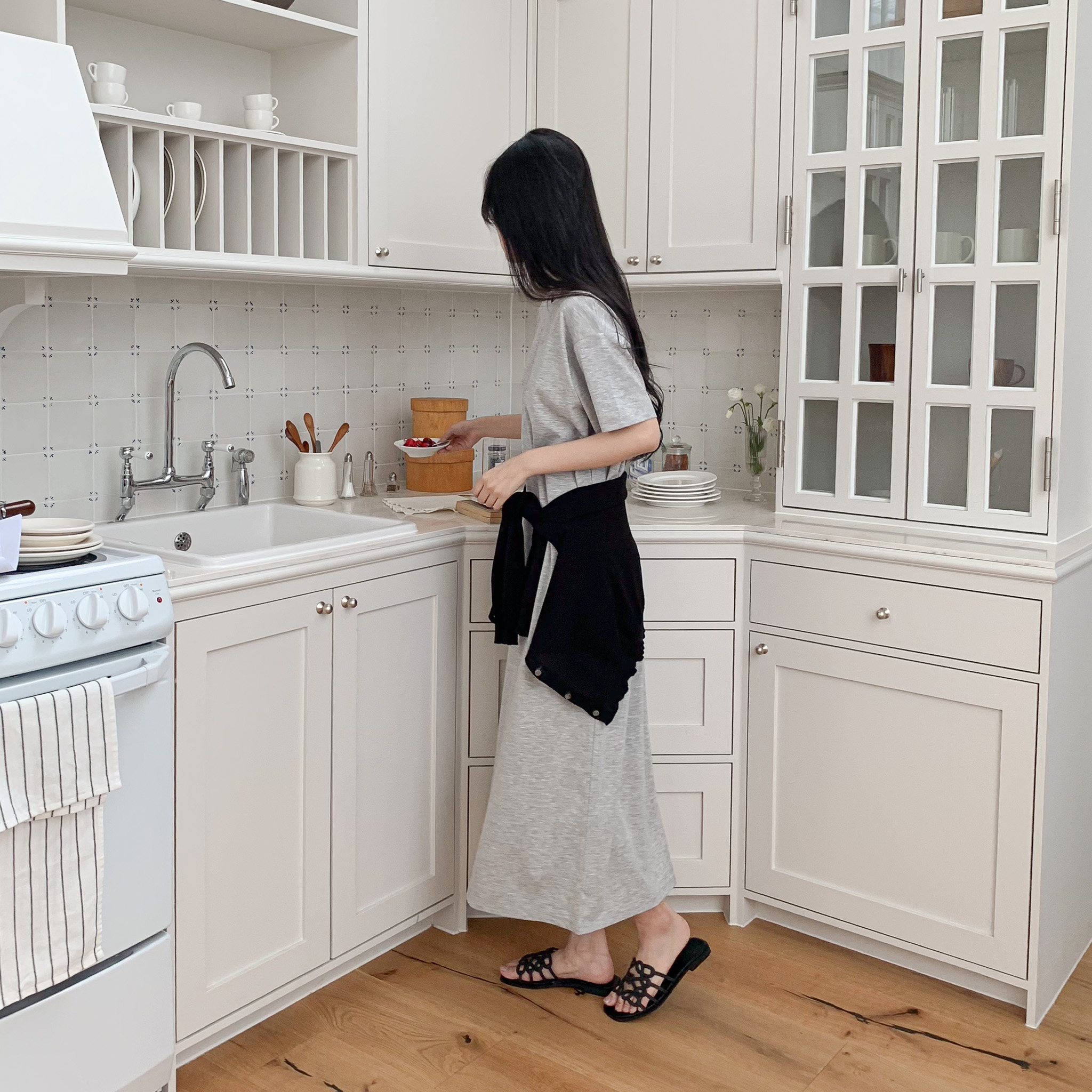 여성 맥시롱원피스 링클프리 빅사이즈 루즈핏 여름 반팔원피스 등원룩 데일리룩 - 상세 이미지 5