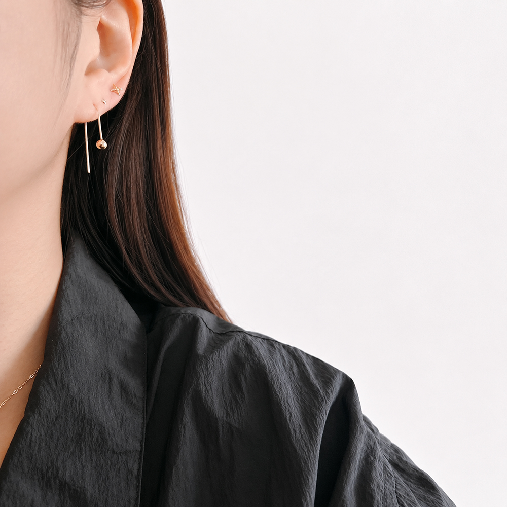 10K 14K 금볼 U 커브 드롭 귀걸이 - 상세 이미지 4