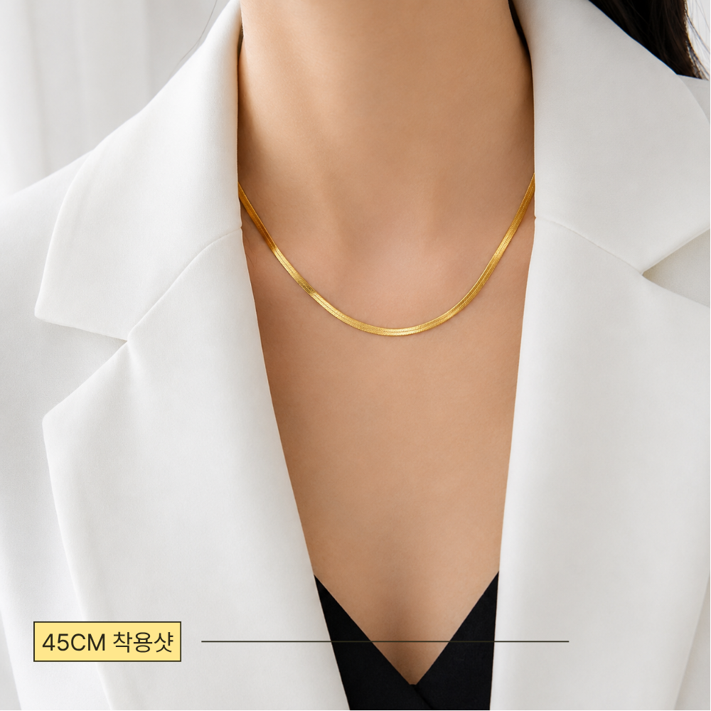탐낼탐 14k목걸이 명품 여자 체인 커플 레이어드 데일리 뱀 목걸이 골드필드 40cm 이미지 7