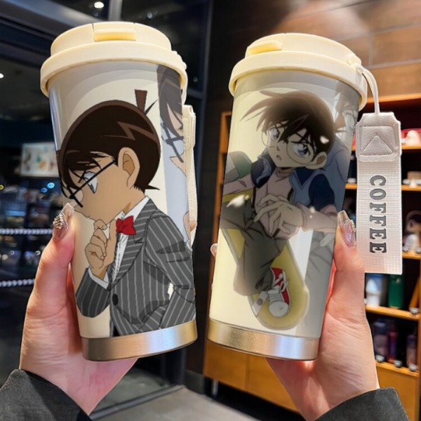 명탐정 코난 괴도 키드 쿠도 신이치 텀블러 보온 보냉 빨대컵 스테인레스 스트랩 대용량 선물 - 상세 이미지 4
