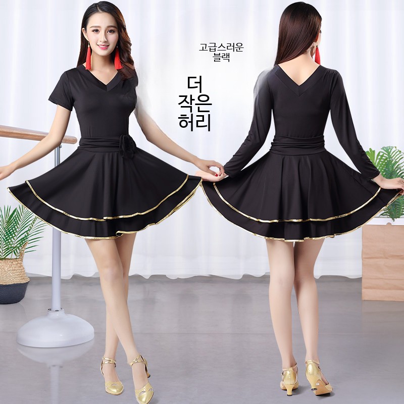 사교 스포츠 댄스 원피스 줌바 여성 라틴 모던 라인 댄스복 연습복 - 상세 이미지 4