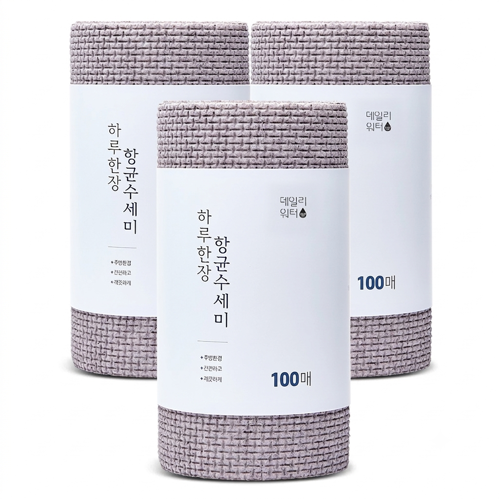 [당일출고] 하루 한장 주방 항균 일회용 수세미 뜯어쓰는 롤 수세미 80개입, 3개 - 상품 이미지
