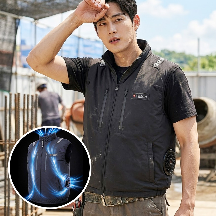 여름 아이스팩 냉풍조끼 건설현장 노가다 입는선풍기조끼 얼음 쿨 냉방 단체 쿨링베스트 작업복 - 상품 이미지