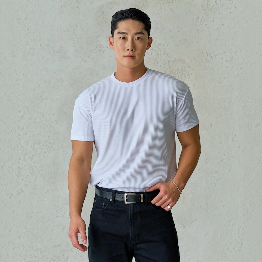 VNF 골지 무지 머슬핏반팔티 - 상품 이미지