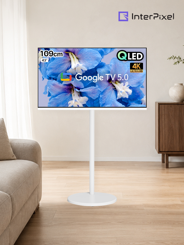 [신제품] 인터픽셀 삼탠바이미 109cm QLED UHD 4K 무빙스마트 이동식 구글 TV 5.0 유압식 높이조절 - 상품 이미지