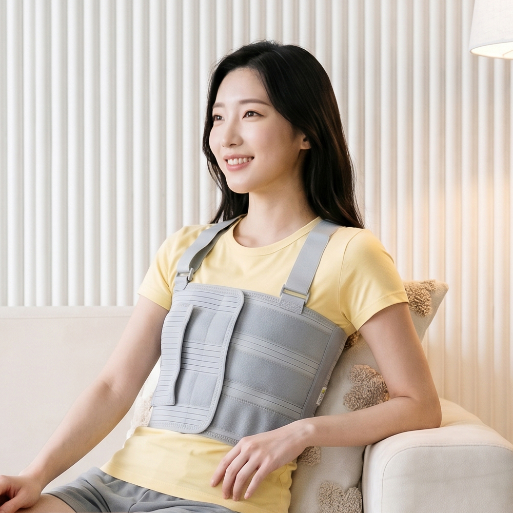 늑골보호대 그레이 CB-98 갈비뼈 이중압박 어깨끈 - 상품 이미지