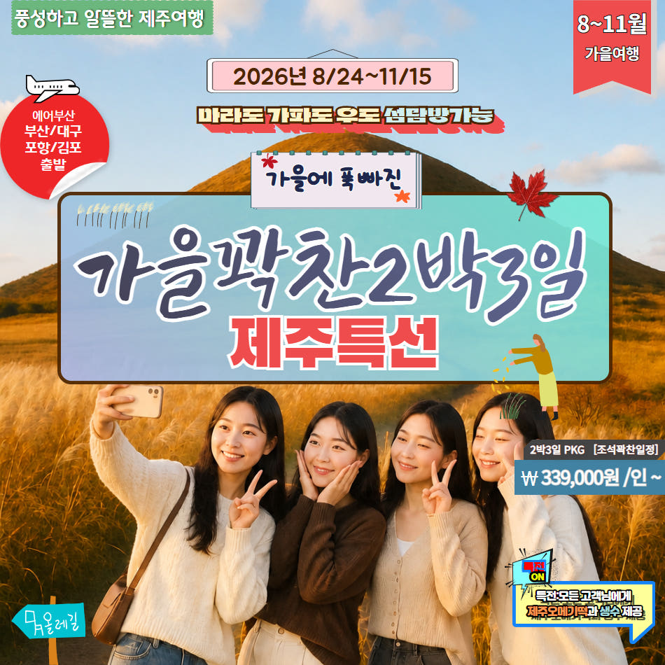 제주 억새풀 2박3일 가격 비교 울산출발국내여행 제주 억새풀 2박3일