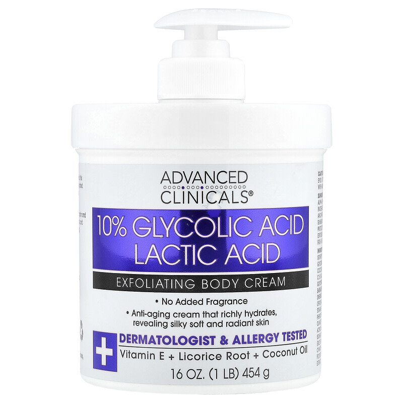Advanced Clinicals 10% 글리콜산 각질 제거 바디 크림 454g, 1개 - 상품 이미지