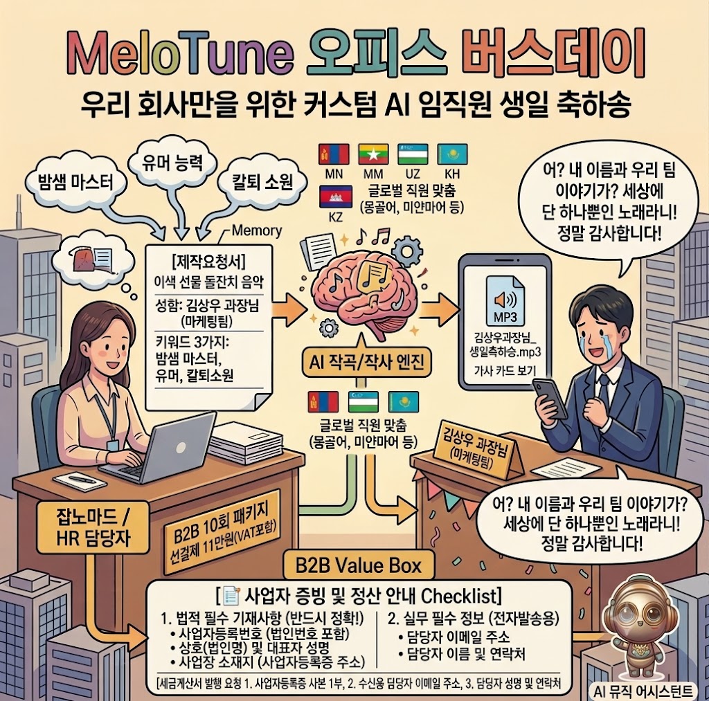 사내 복지용 맞춤 AI 직원 생일 축하 노래 제작 10곡 이용권 - 상세 이미지 2