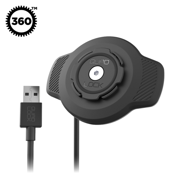 쿼드락 USB 방수 무선 충전 헤드 오토바이 바이크 스마트폰 거치대 아이폰 갤럭시 충전패드 - 상품 이미지