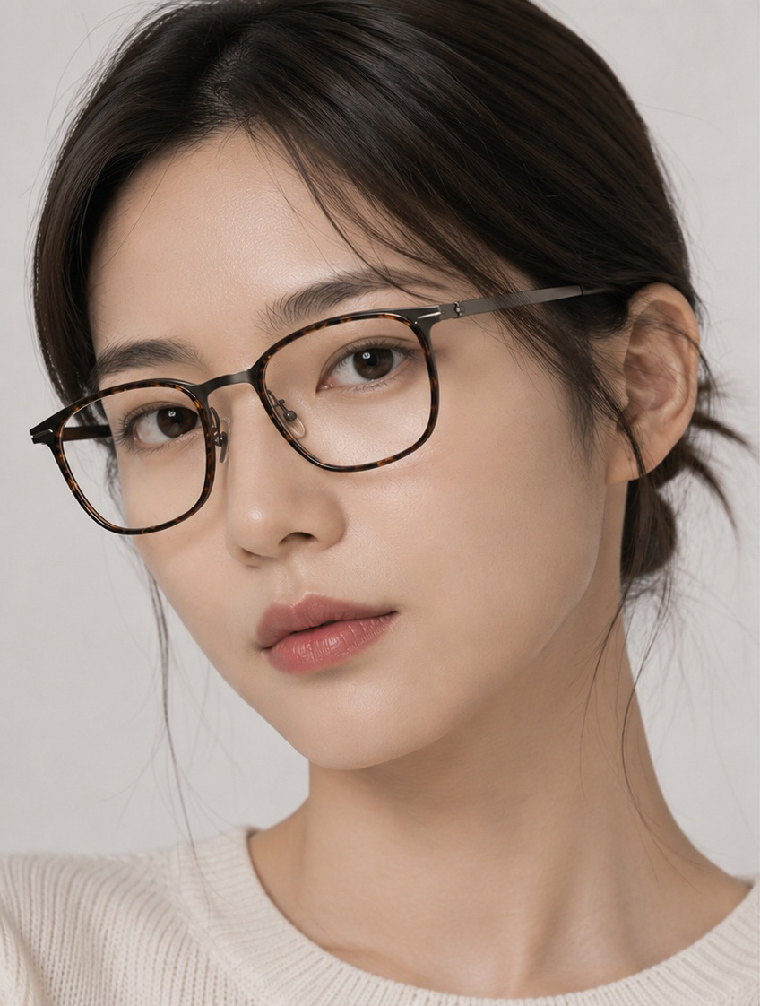 일본안경 김부장 소지섭 얼굴형에 맞는 투브릿지 아넬형 실루엣 티타늄 안경 - 상세 이미지 2