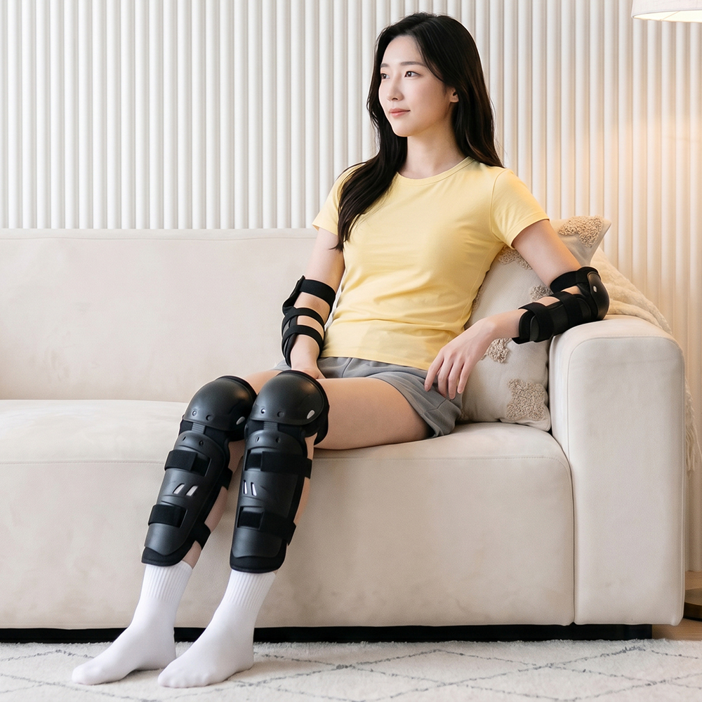 바이크 무릎팔꿈치보호대 관절보호 가벼운소재 배달스쿠터 사계절사용 - 상품 이미지
