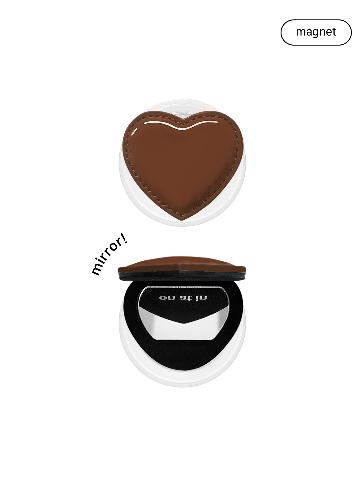 맥세이프 하트 거울 그립톡 미러 스마트톡 아이폰 갤럭시 휴대폰 온앳인 choco brown (초코 브라운) - 상품 이미지