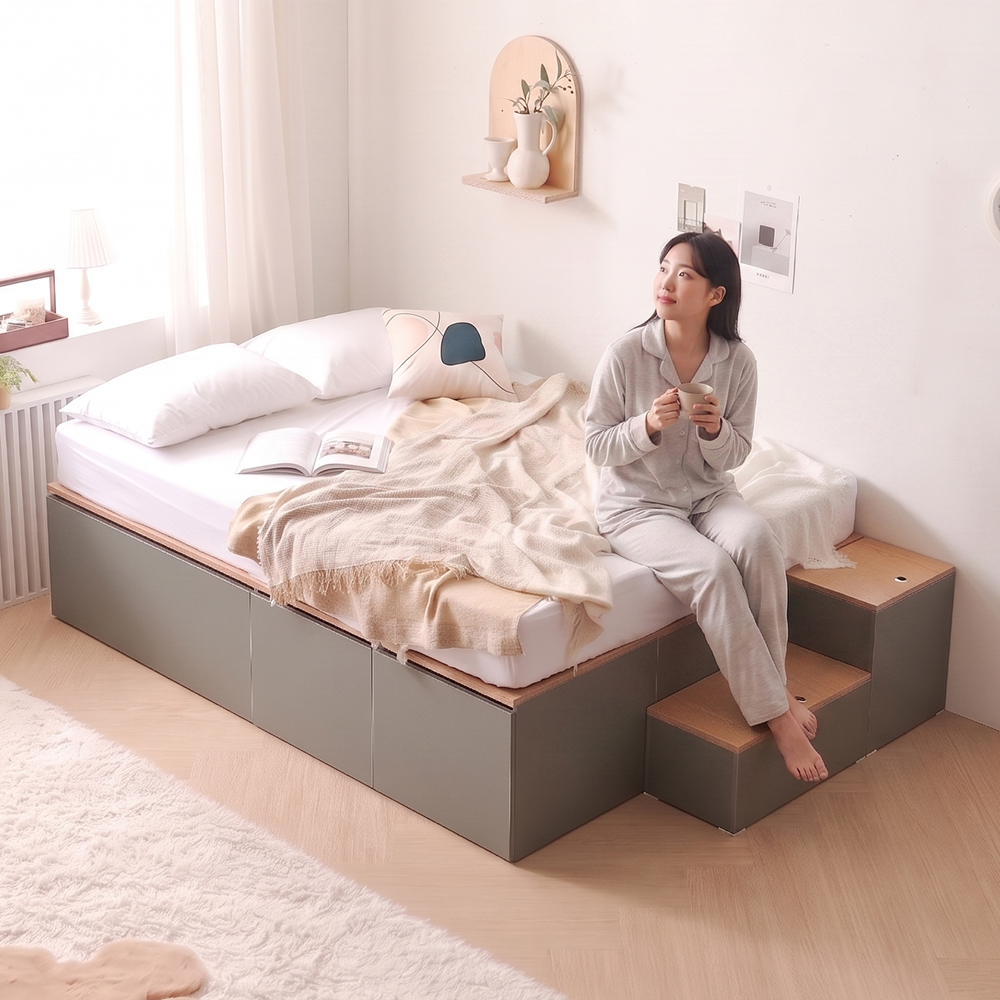 솔브 원룸 수납형 서랍 침대 프레임 Q 이미지 7