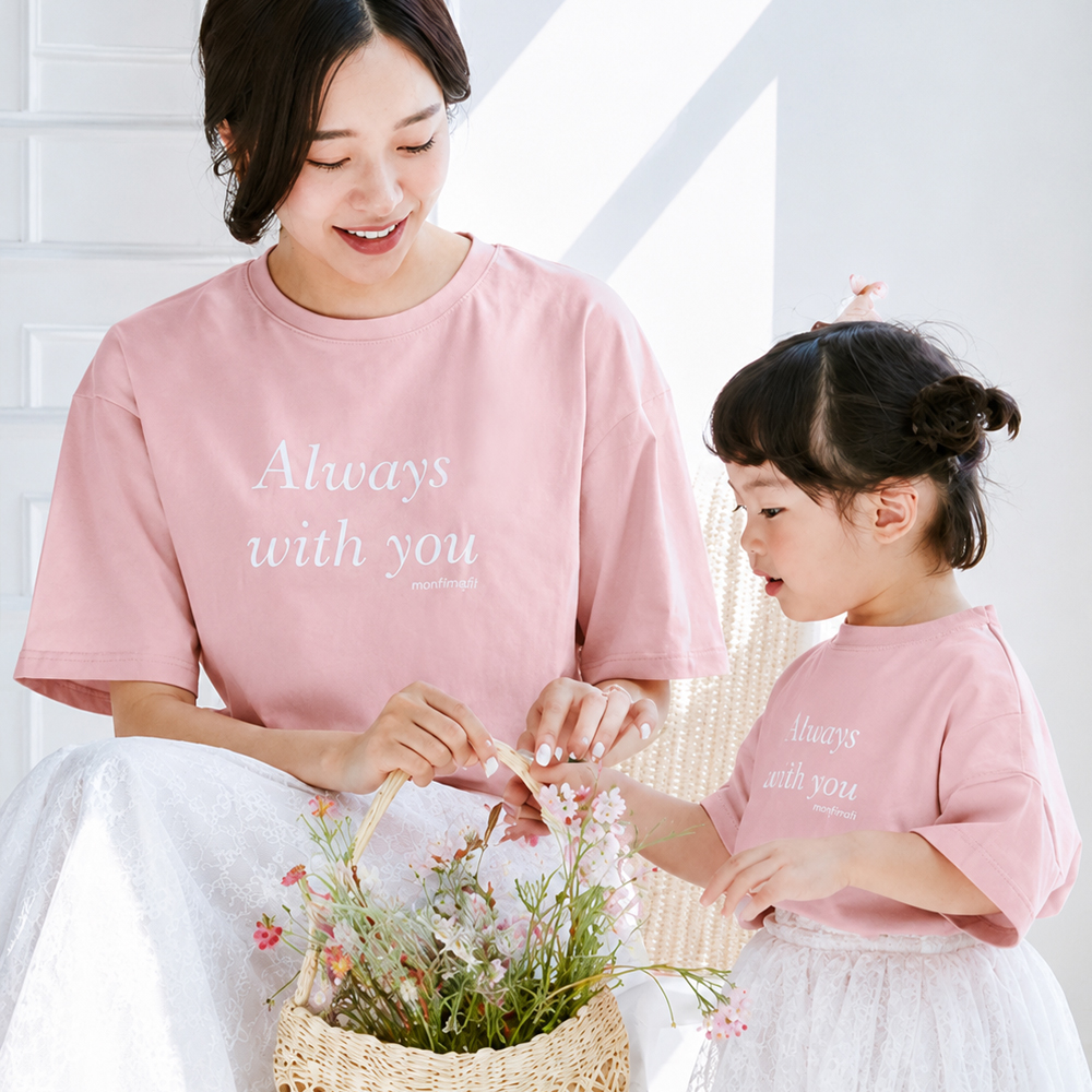 돌촬영 패밀리룩 가족사진의상 올웨이즈 반팔 22B07 단체 모녀 커플 여행 가족티 - 상세 이미지 3