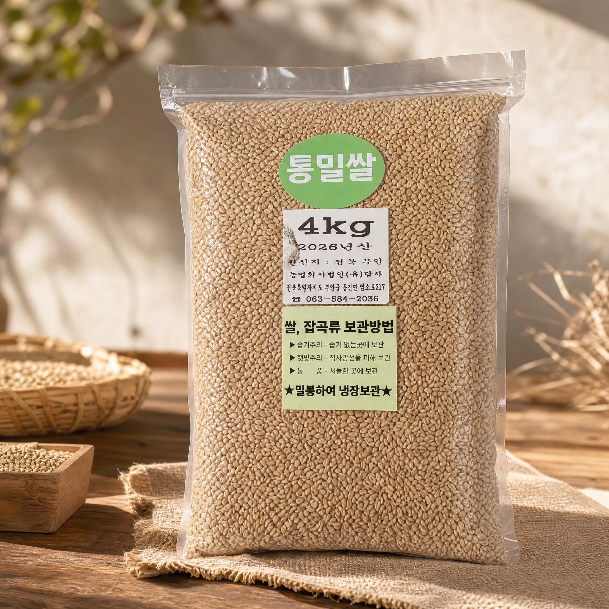 전북부안 2026년 통밀쌀 우리밀 햇밀 4kg 자연식재료 대용량햇밀 - 상세 이미지 4