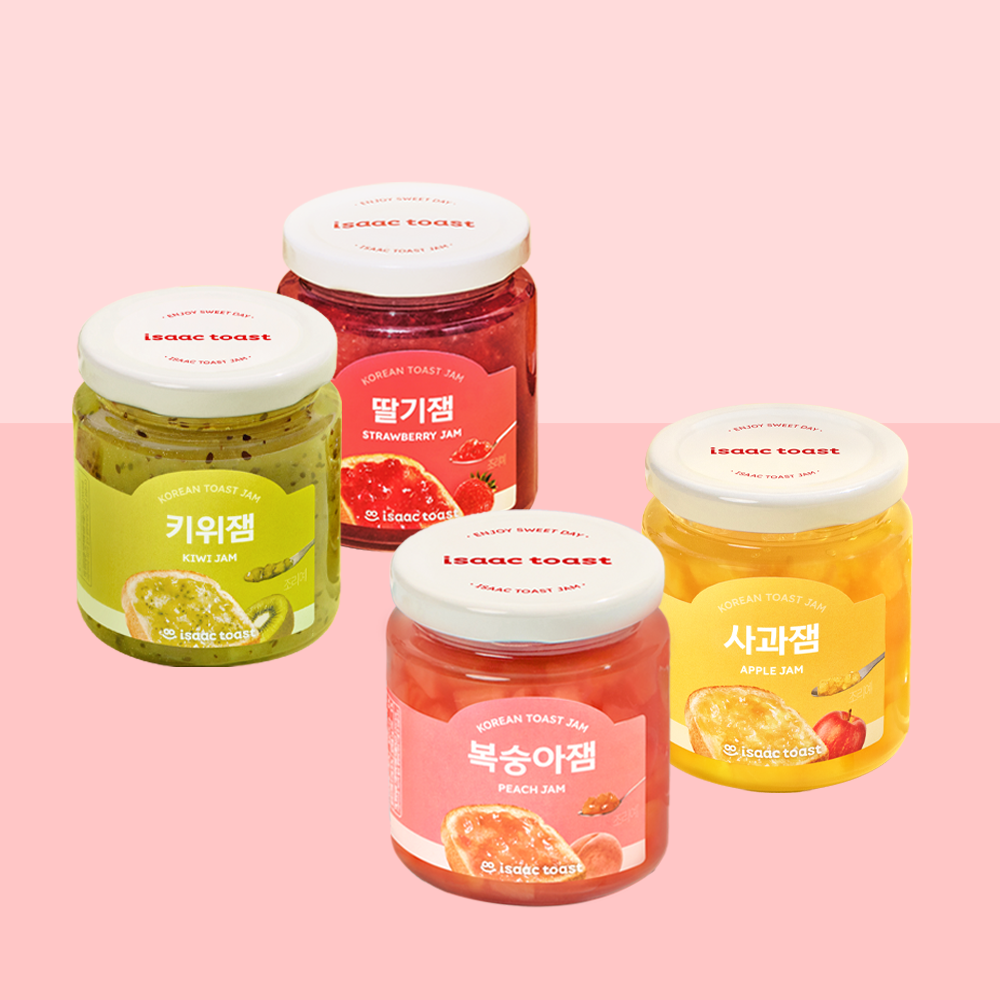 Isaac Toast Fruit Jam (4-pack set) | Kiwi Peach Apple Strawberry