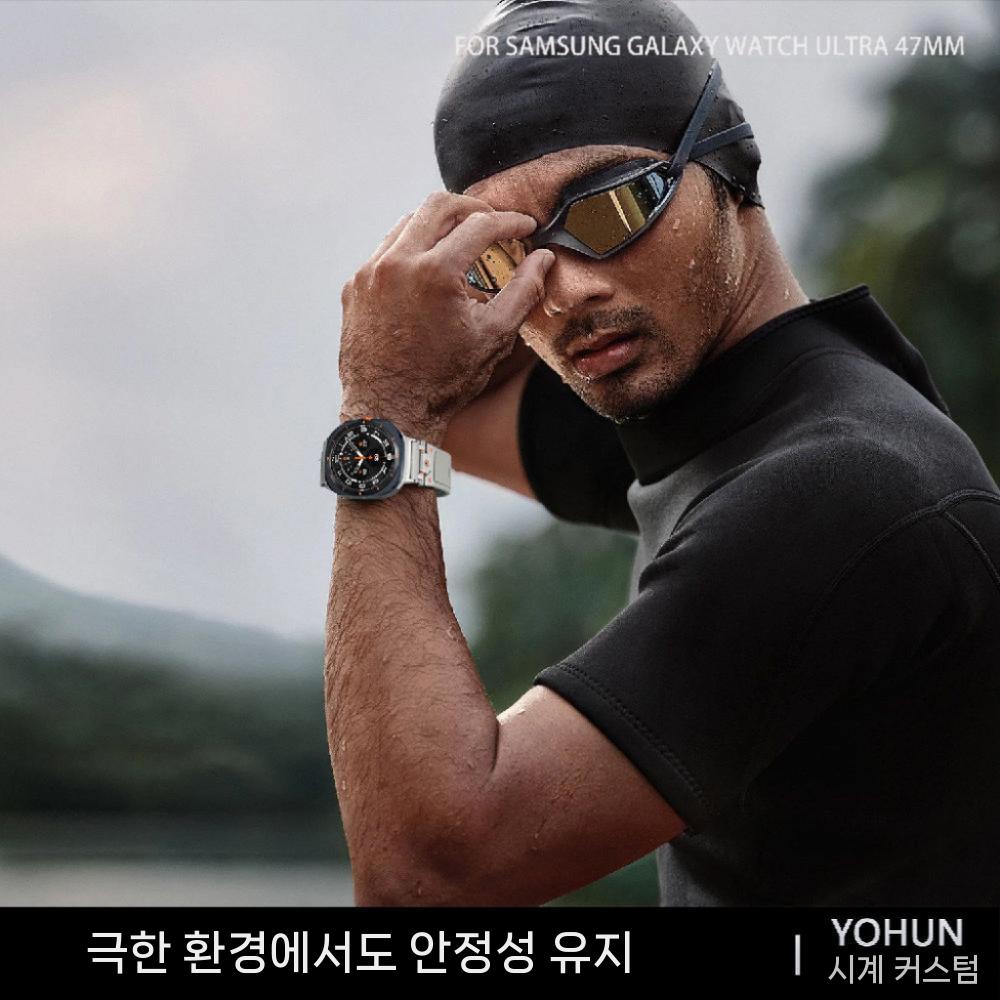 갤럭시워치9 클래식 울트라2 스트랩 메탈 메카닉 커넥터 실리콘 밴드 - 상세 이미지 2
