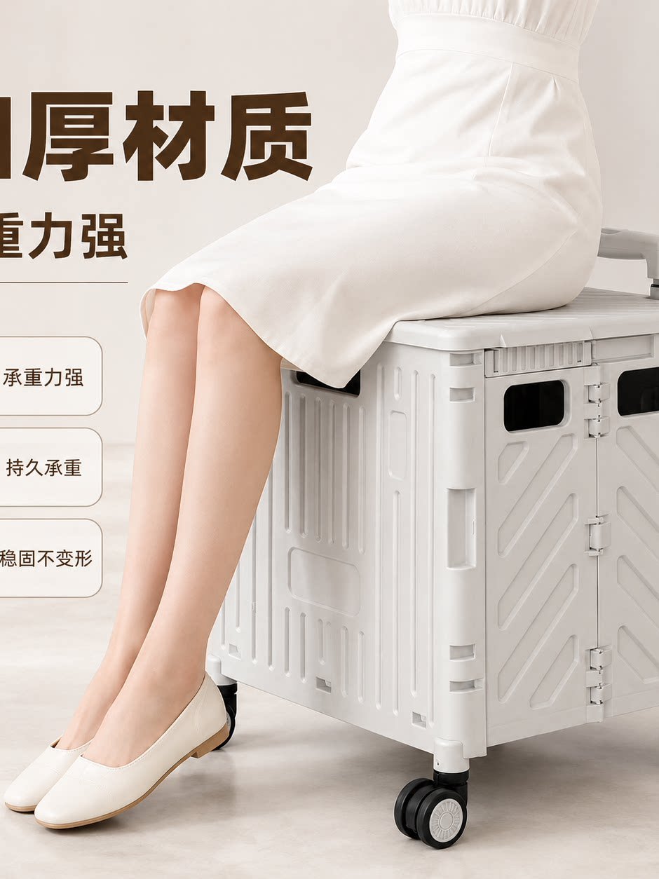 휴대용 폴딩 쇼핑카트 계단용 손수레 접이식 대용량 캠핑카트 이륜 간이형 무커버 블랙 중형 - 상세 이미지 4