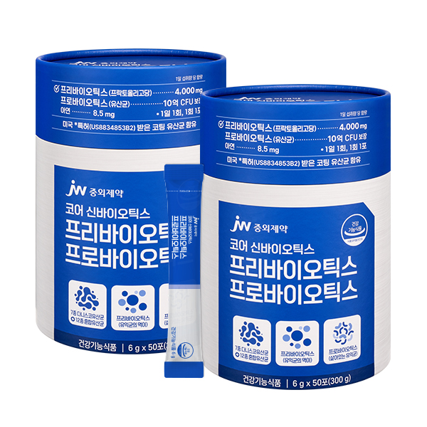 JW중외제약 코어 신바이오틱스 프리바이오틱스 프로바이오틱스 유산균 50포, 2개 - 메인 이미지