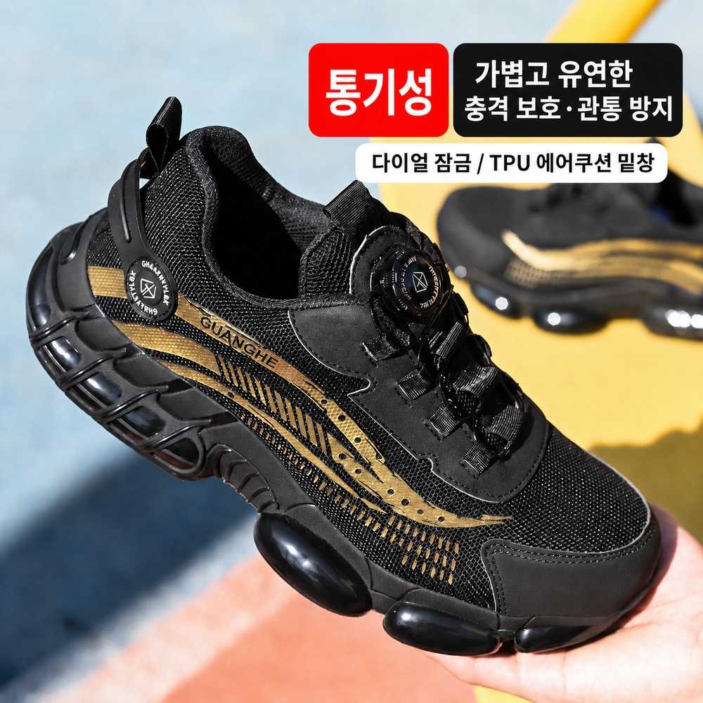 남성 다이얼 경량 안전화 운동화형 발편한 작업화 - 상세 이미지 4