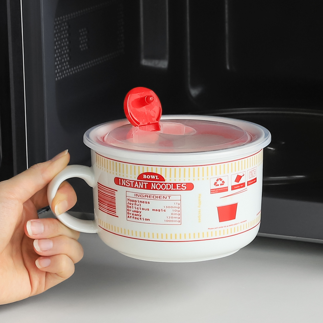 전자레인지 도자기 라면그릇 800ml 라면쿠커 시리얼볼 3컬러 - 상품 이미지