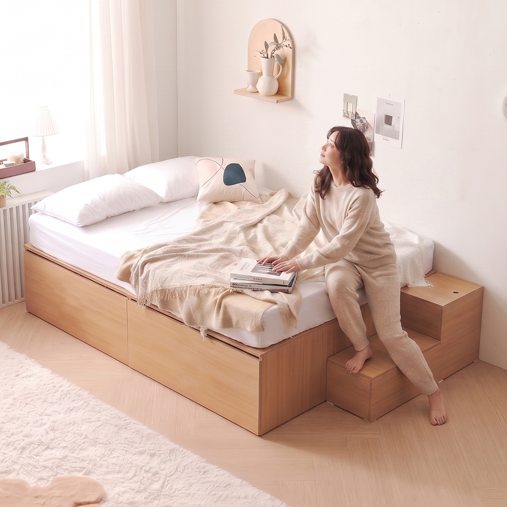 솔브 서랍형 퀸사이즈 수납 침대 프레임 Q 이미지 7