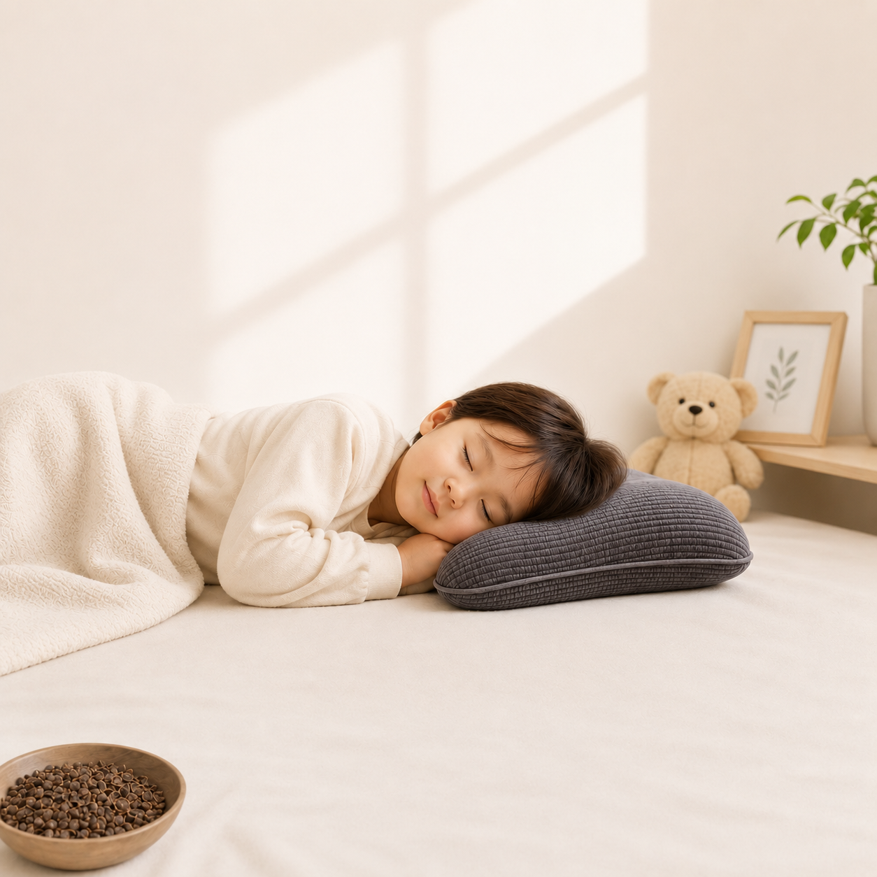 제일조아 메밀베개 순면 피그먼트 낮잠 라운드베개 사각 경추 땅콩피그먼트 라텍스, 50x25(블루)cm - 상세 이미지 2