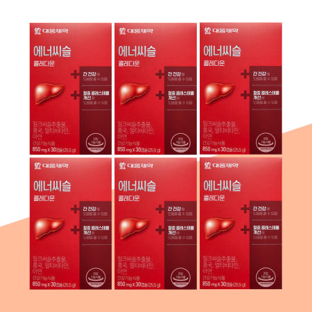 대웅제약 에너씨슬 콜레다운 850mg x 30캡슐 x 6박스(6개월분) 밀크씨슬 홍국 실리마린 밀크시슬 비타민B
