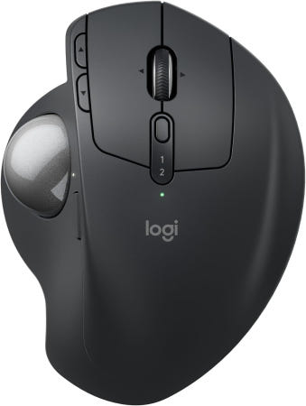 Logitech [해외]MXTB2 MX Ergo S 무선 트랙볼 마우스 인체공학적 무음 클릭 USBC 충전 블루투스 로지 볼트 20° 틸트 각도 버튼 8개 2048dpi 흑연 블랙 국제 패키징