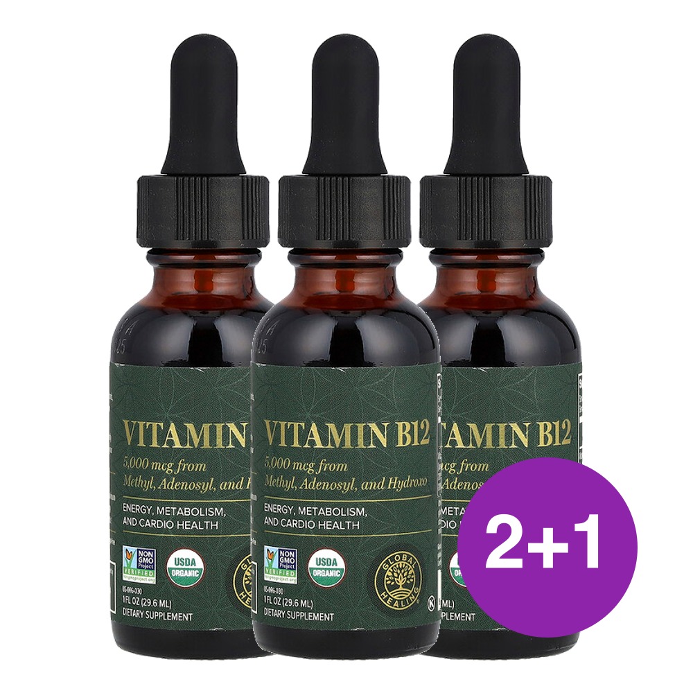 Global Healing 비타민B12 5000mcg 29.6ml, 3개 - 상품 이미지