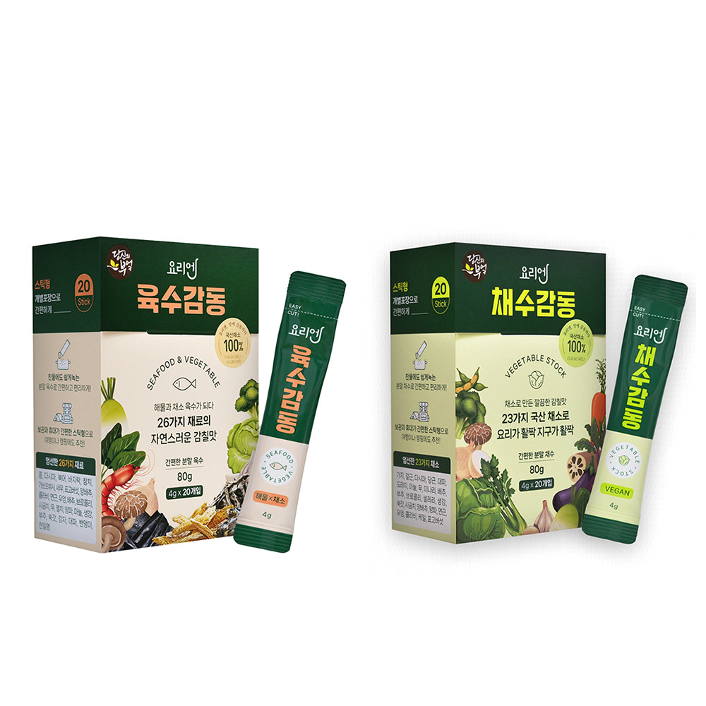 채소 가득 분말 육수 채수감동 만능 코인 스틱 멸치 국물 진한 감칠맛 4g 20스틱 - 상품 이미지