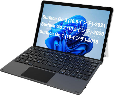 Arteck [해외]Arteck Microsoft Surface Go 유형 커버 얇은 블루투스 키보드와 터치패드 무선 키보드로 4 Go3(202) Go2(2020) 내장 배터리 충전식