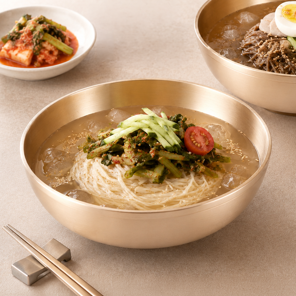 거창유기 방짜 유기 수공예 냉면기(대) 모던한 우동 국수 비빔밥 놋 그릇 - 상품 이미지
