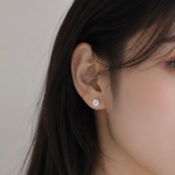 메종드쉬 모이사나이트 귀걸이 925실버 18kGF 랩다이아 시뮬럿 BME020 6프롱 1캐럿 - 상세 이미지 3