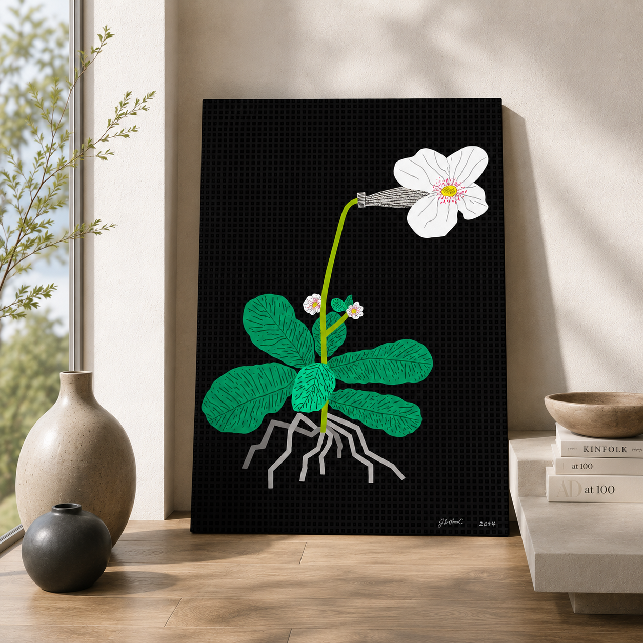 조나스 우드 Jonas Wood White Flower with Grid 포스터 캔버스 액자 A4 - 상세 이미지 2