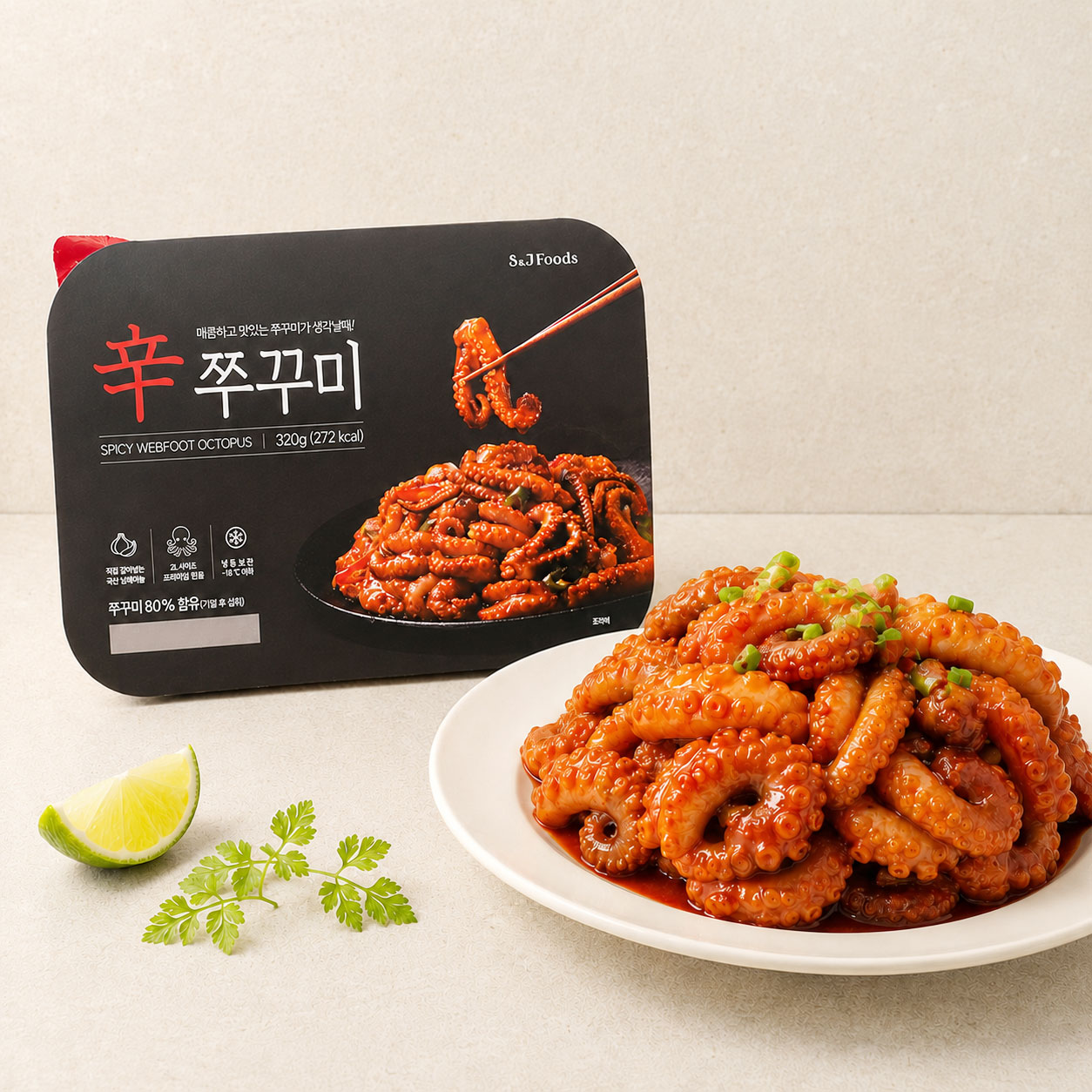 신쭈꾸미 프리미엄 양념 쭈꾸미 320g 2인 간편 안주 혼술 밀키트 - 상품 이미지