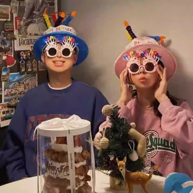 생일 케이크 모자 파티용 안경 생일축하 파티햇 고깔 생일 생일 모자 2개 + 안경 2개 - 상세 이미지 4