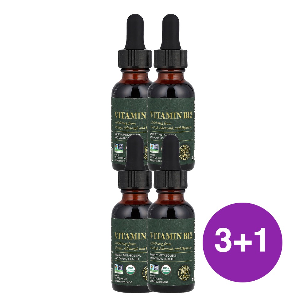Global Healing 비타민B12 5000mcg 29.6ml, 4개 - 상품 이미지