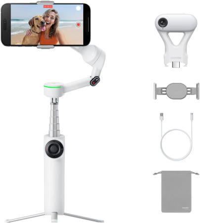 Insta360 [해외]Insta360 플로우 2 프로 AI 트래커 키트 화이트 AI가 탑재된 업계 최초의 스마트폰 짐벌( DockKit과 호환) 혁신적인 360도 팬 트래킹 AI Tracker