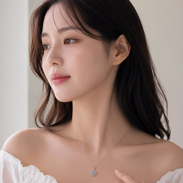 메종드쉬 모이사나이트 목걸이 925실버 18kGF 랩다이아 시뮬럿 BMN012 헤일로 1캐럿 - 상세 이미지 4